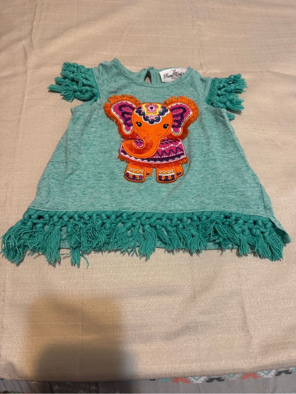 Rare Editions Elephant Patten Fringe Shirt